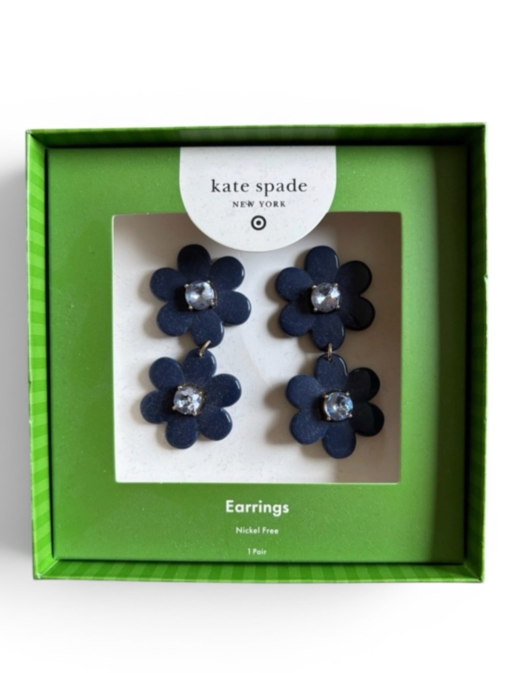 kate spade X Target Navy Double-Flower Drop Earrings